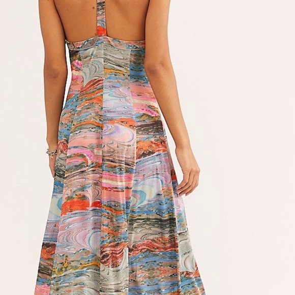 HOST PIC FREE PEOPLE JADE VIBRANT MULTICOLORED MIDI DRESS SIZE S - Picture 5 of 11